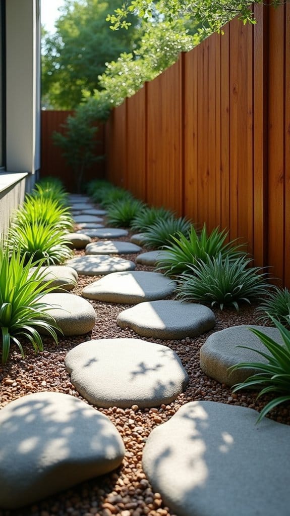 rock garden with fencing