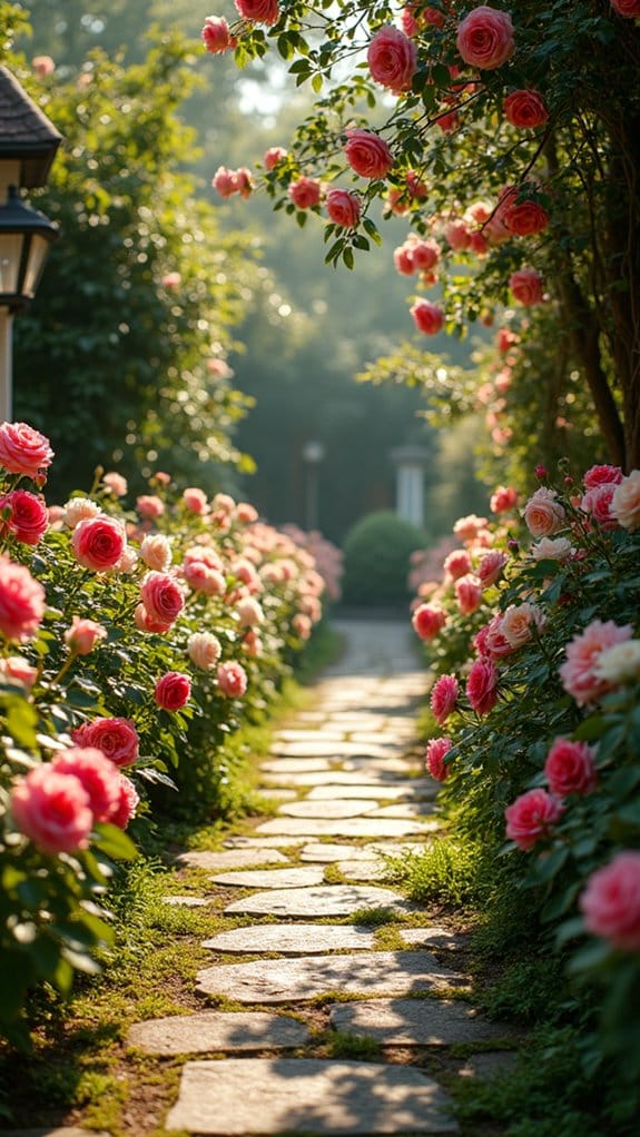 romantic vintage rose walkway