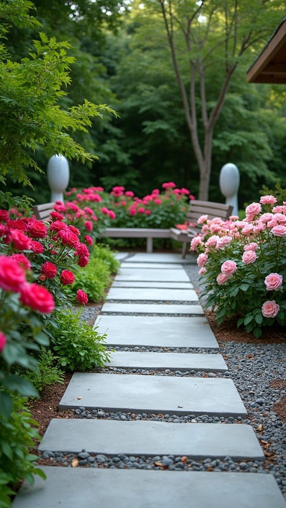 roses enhance hardscaping charm