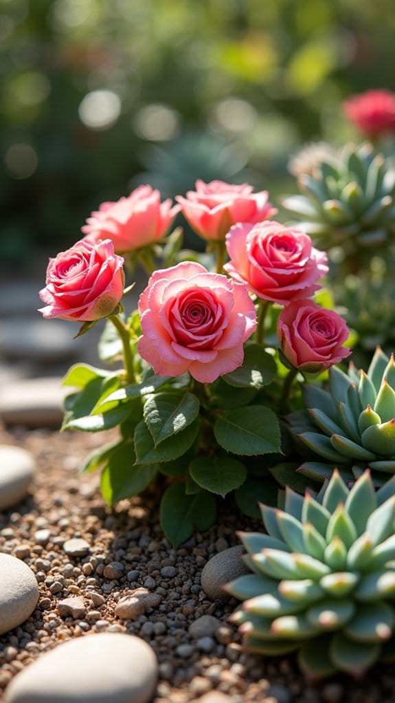 roses enhance succulent gardens