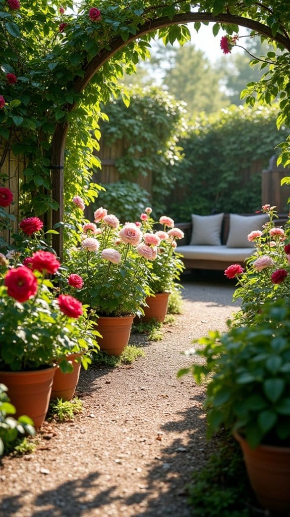 roses paired with herbs