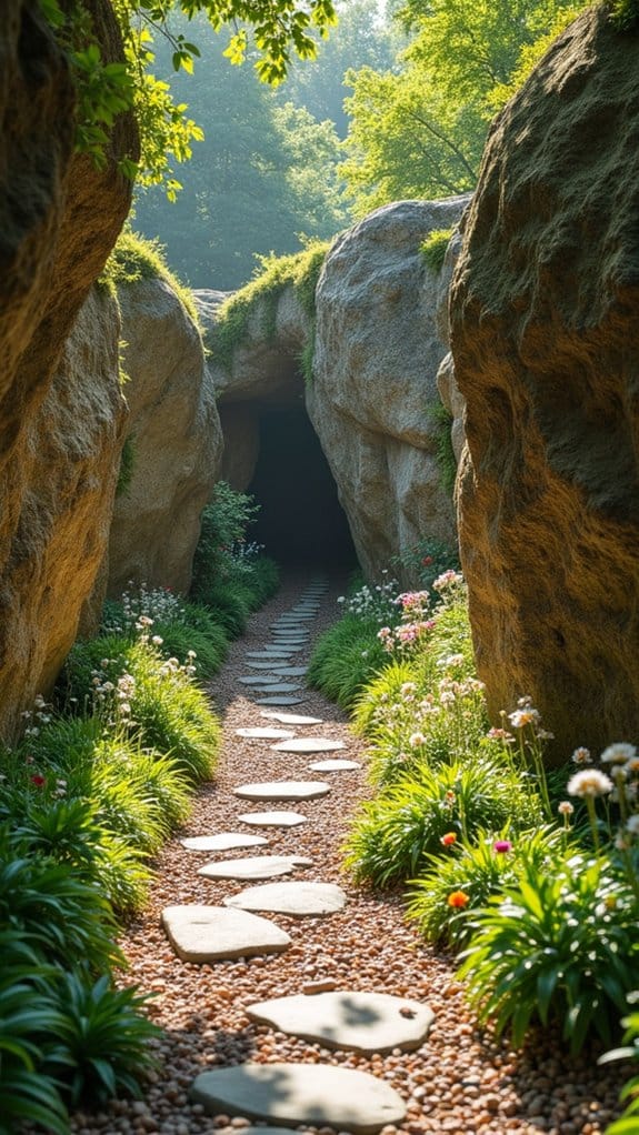 rustic boulder pathway design