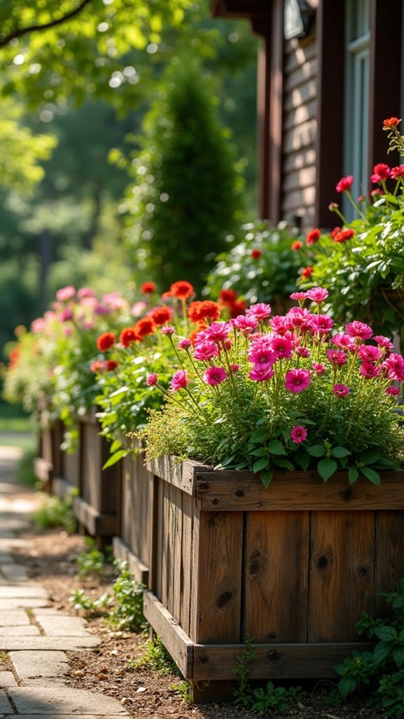 rustic planters with perennials