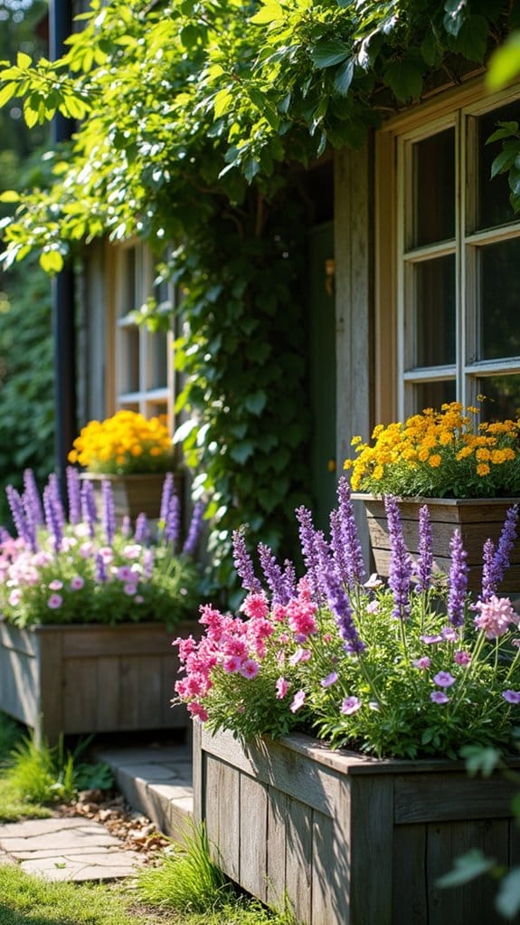 rustic raised flower beds