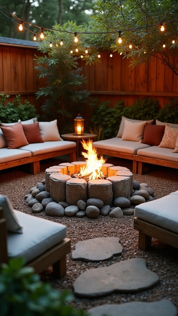 rustic reclaimed wood fire pit