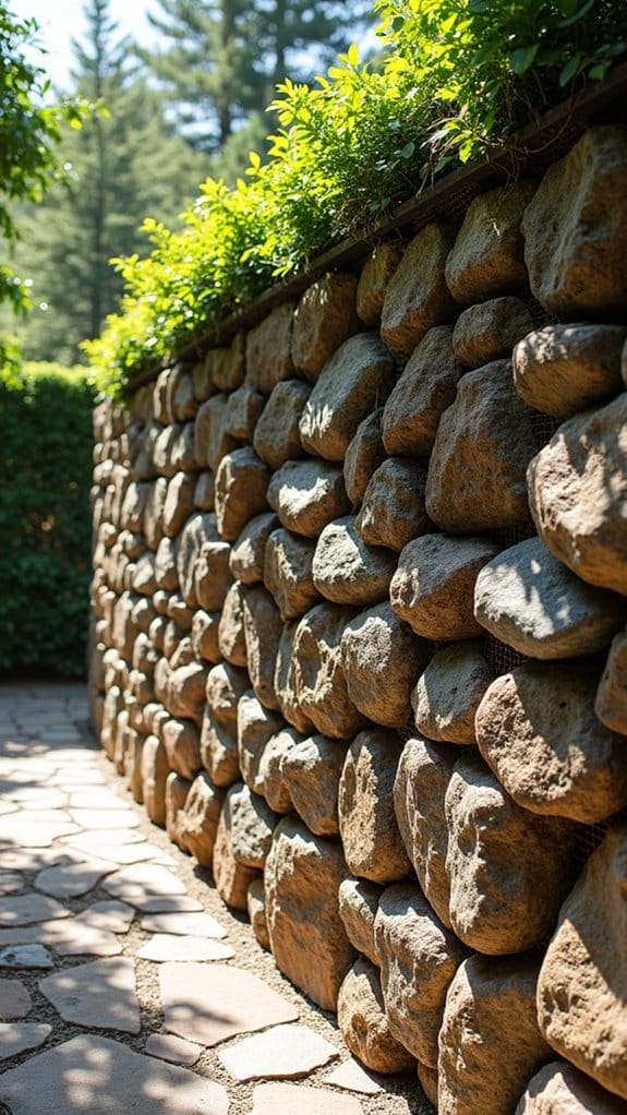 rustic river rock gabion