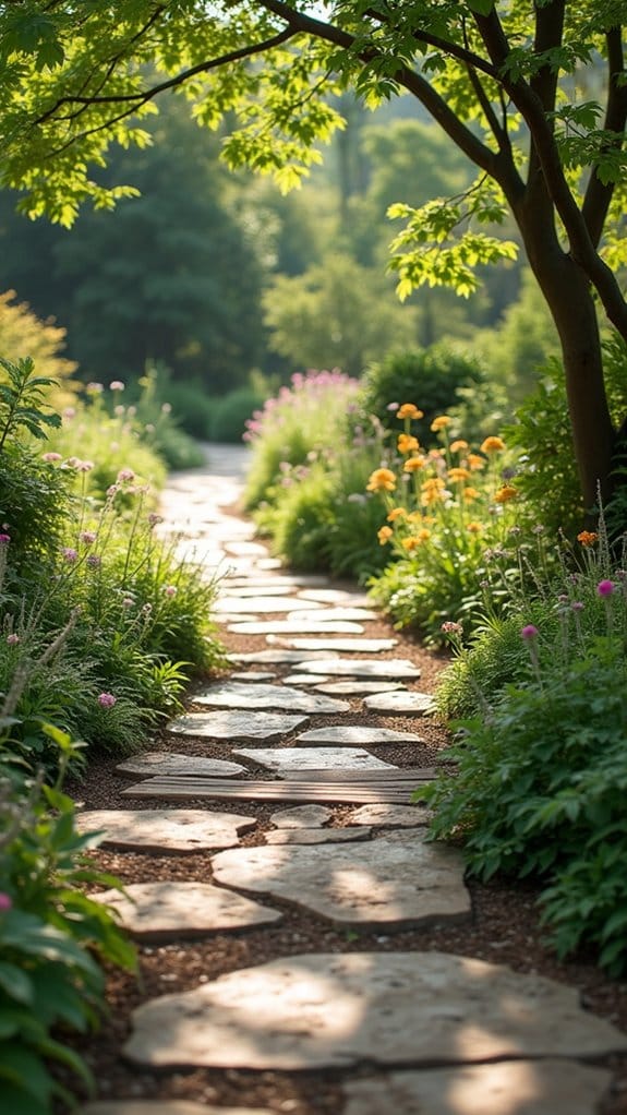 rustic rock and wood paths