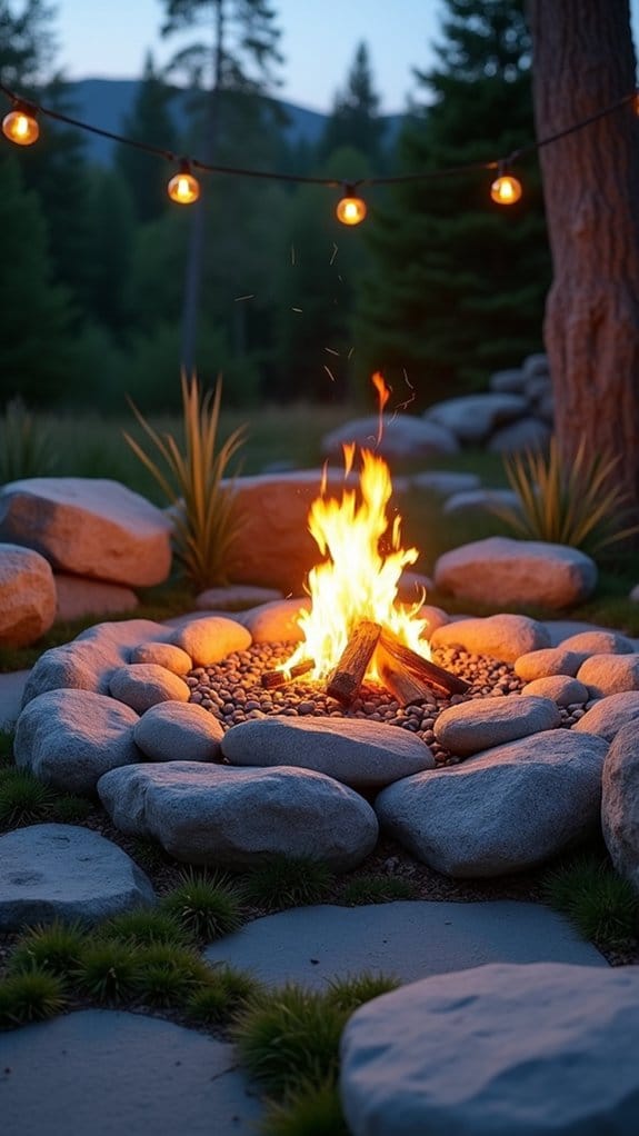 rustic rock fire pit