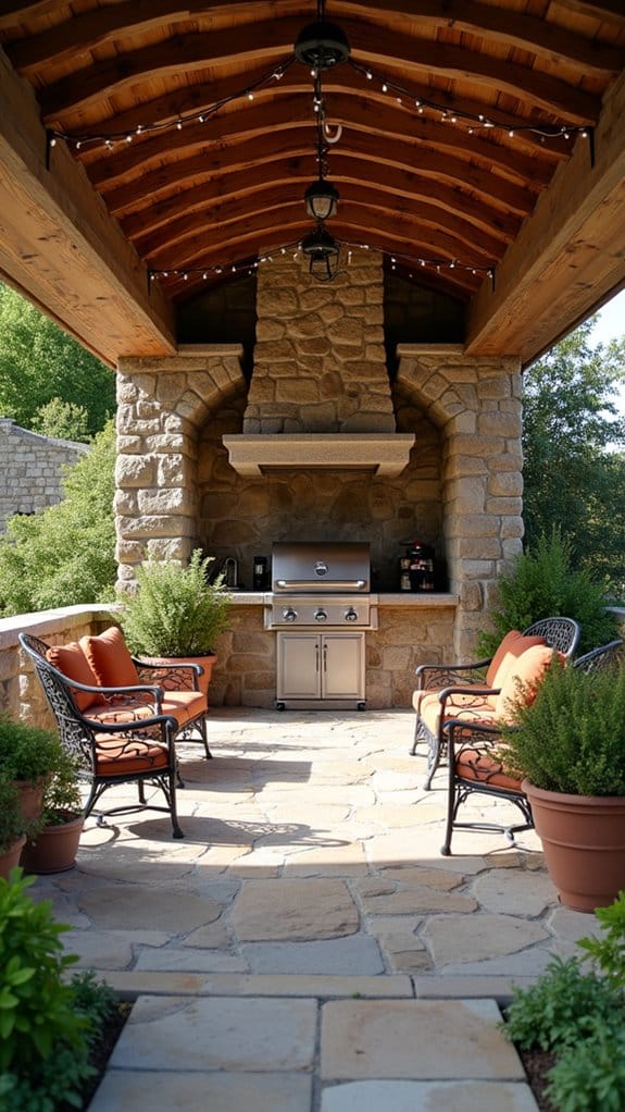 rustic stone barbecue area