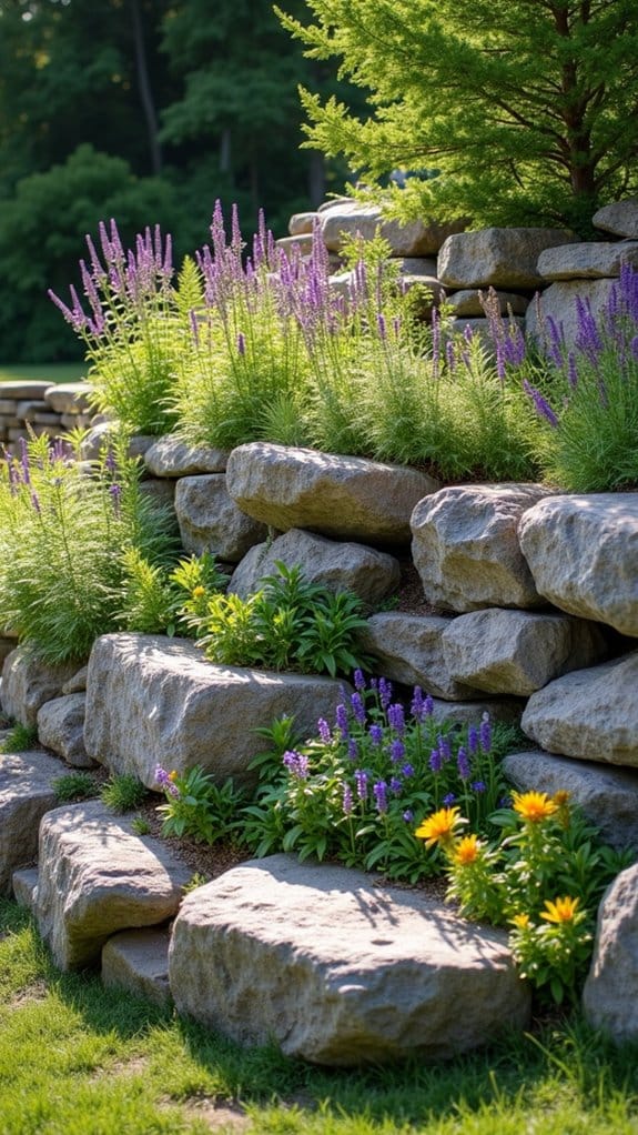 rustic wall with native flora