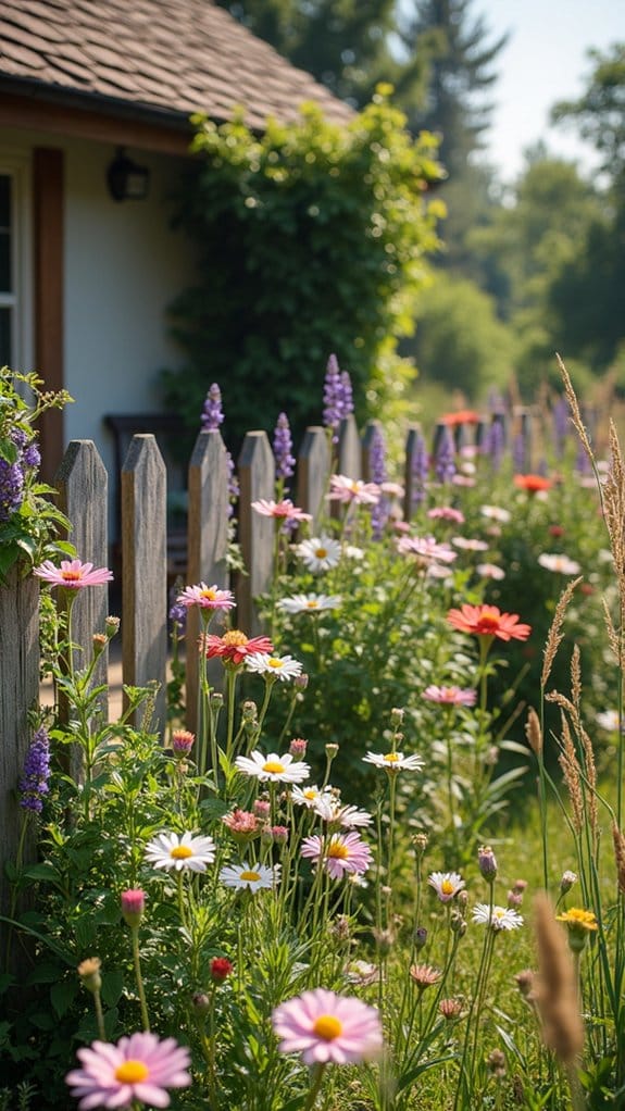 rustic wildflower fence arrangements