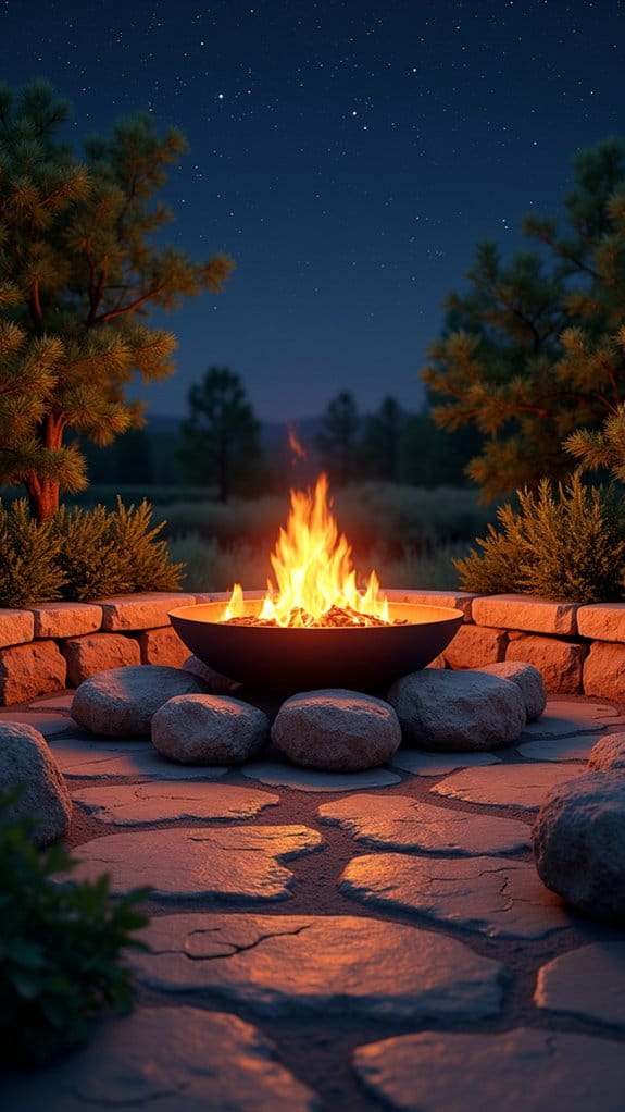 rustic wood burning fire pit