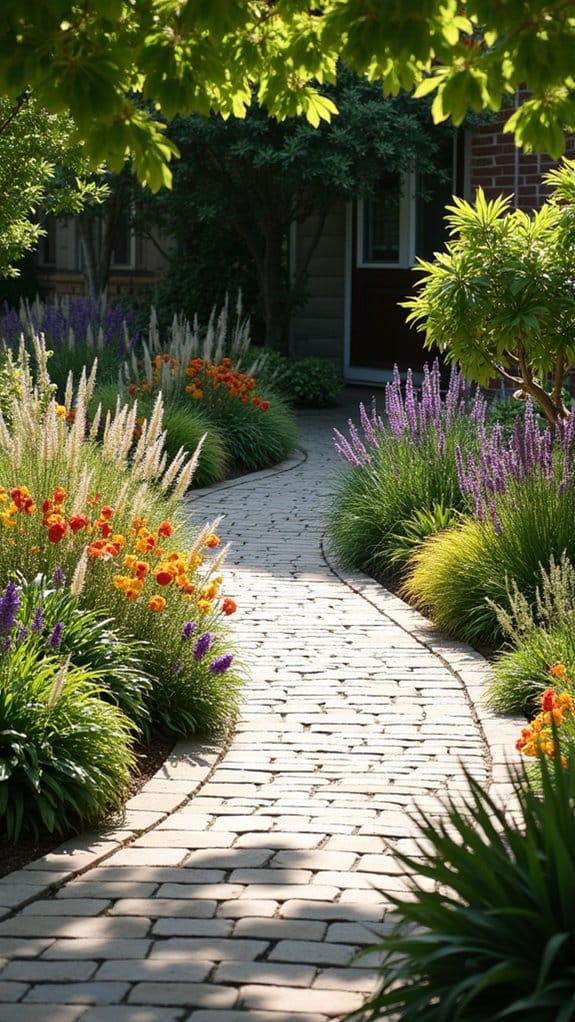 sculptural pathways with flowers