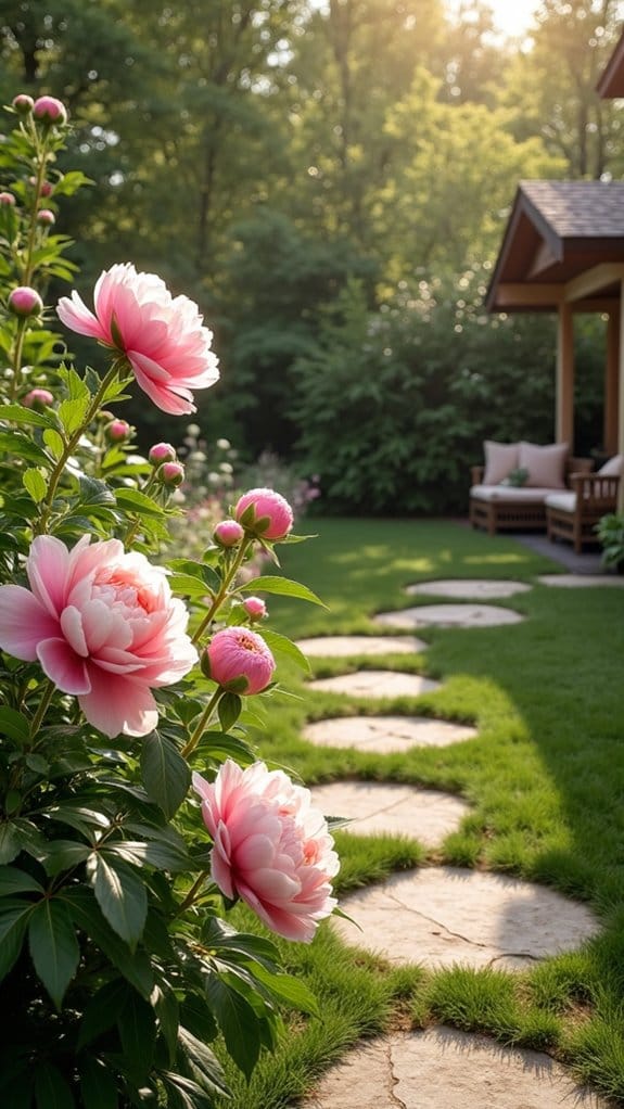 seasonal peony garden display