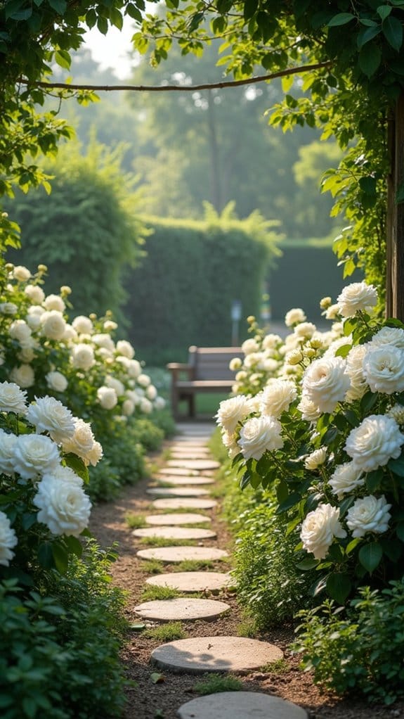 seasonal white rose planting