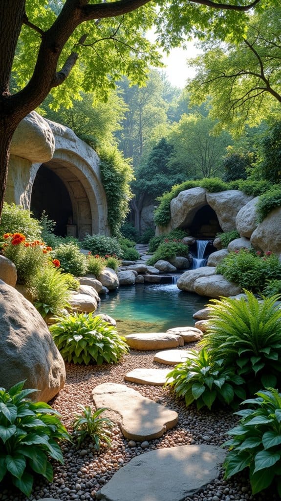 serene backyard rock garden
