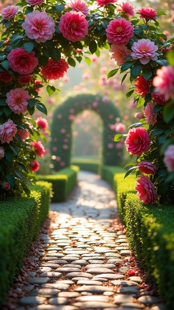serene camellia garden path