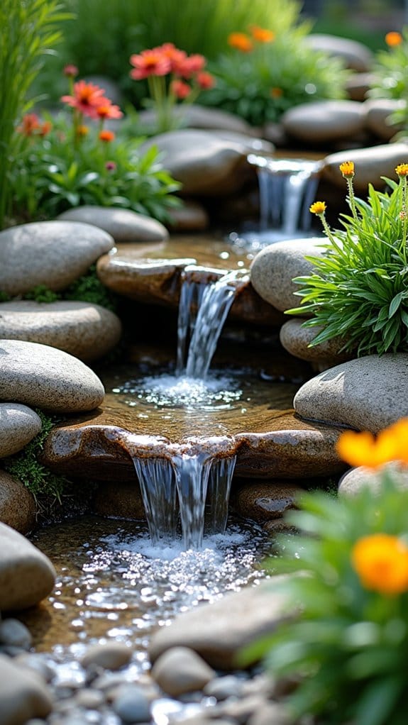 serene river rock fountains
