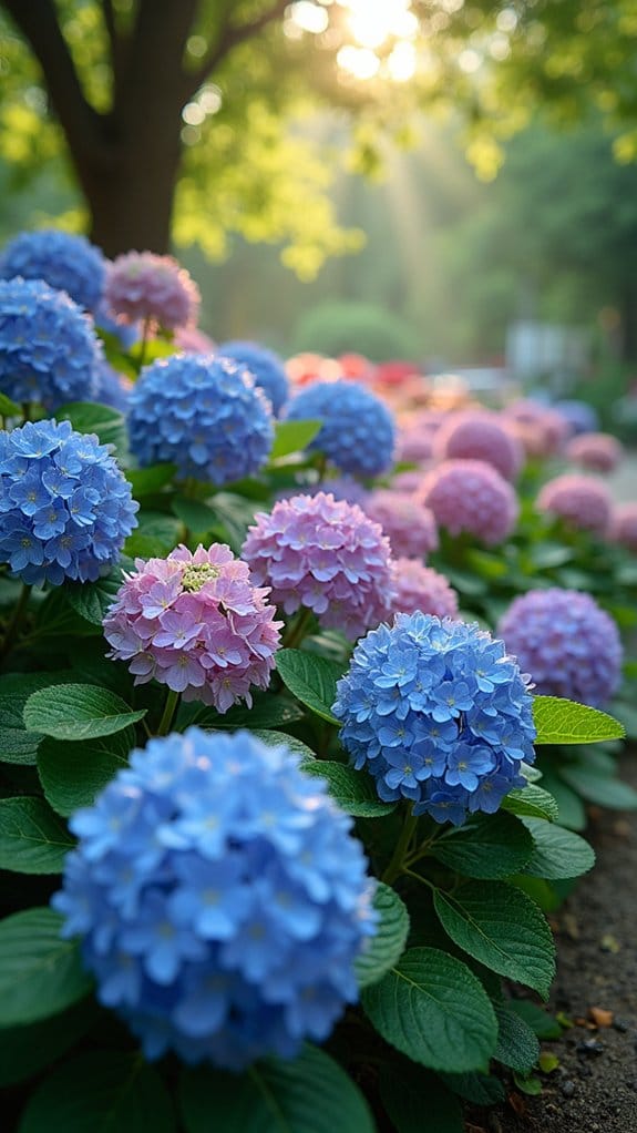 shady retreat with hydrangeas