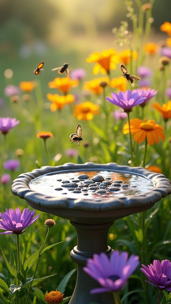 shallow dishes attract pollinators
