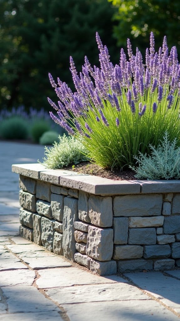 slate wall with lavender
