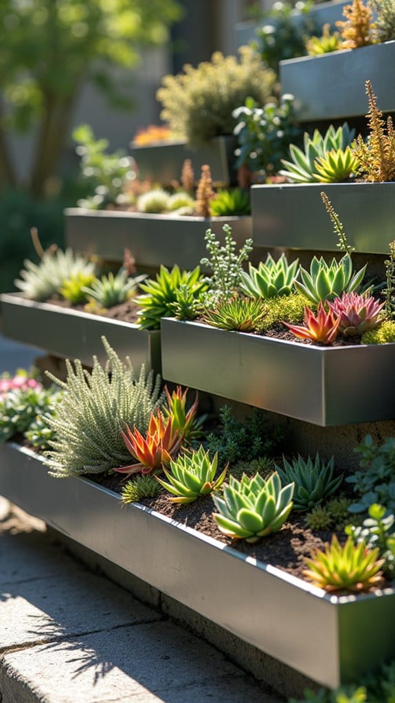 sleek metal succulent planters