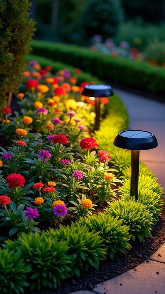 solar lights enhance gardens