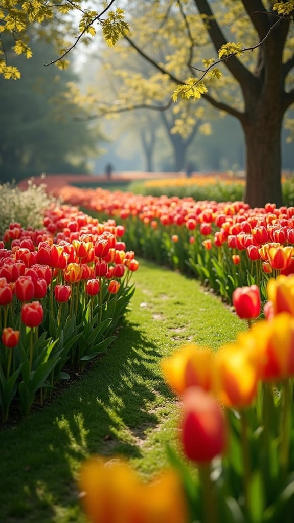 staggered blooming tulip border