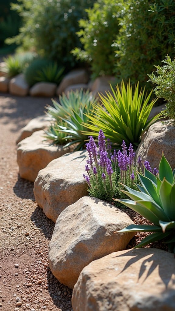 stone accents enhance gardens