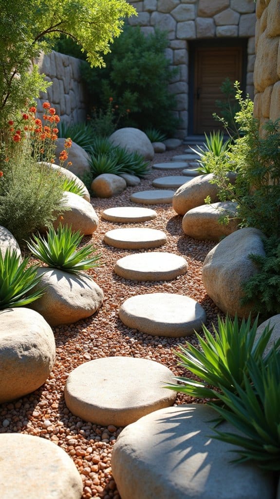 stones create garden depth