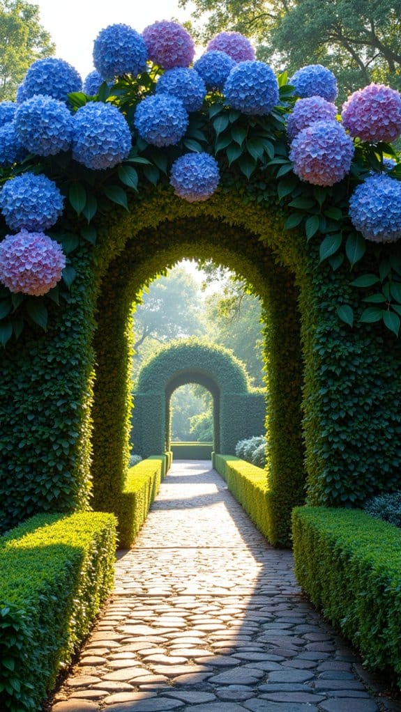 stunning hydrangea entrance arches