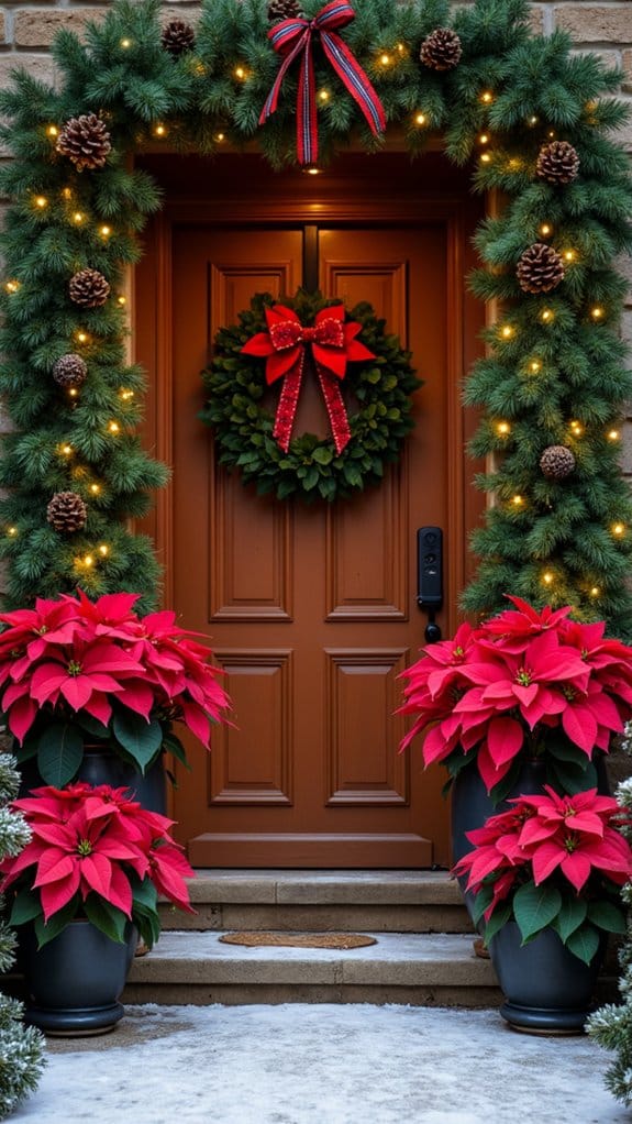 stunning poinsettia entryway arrangements