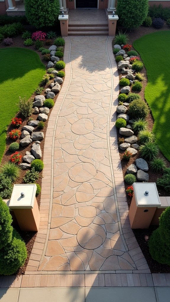 stylish stamped concrete driveway