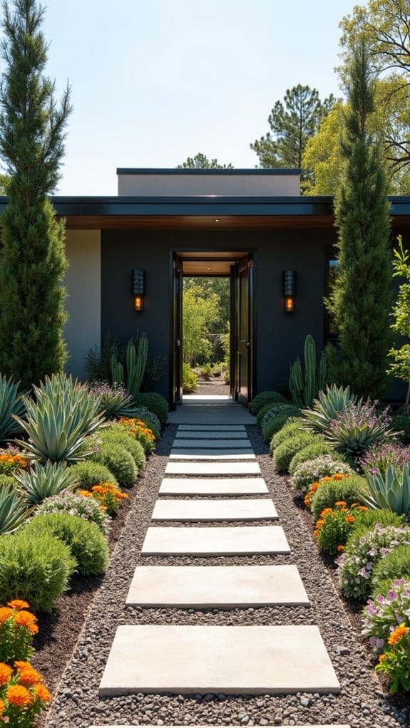 stylish succulent driveway entrance