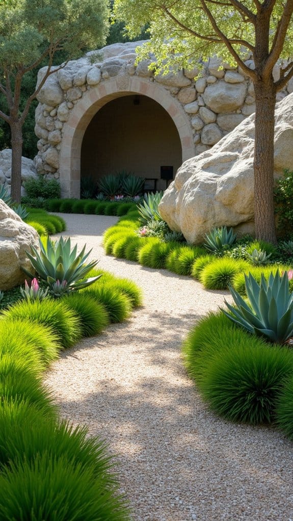 succulent garden with gravel
