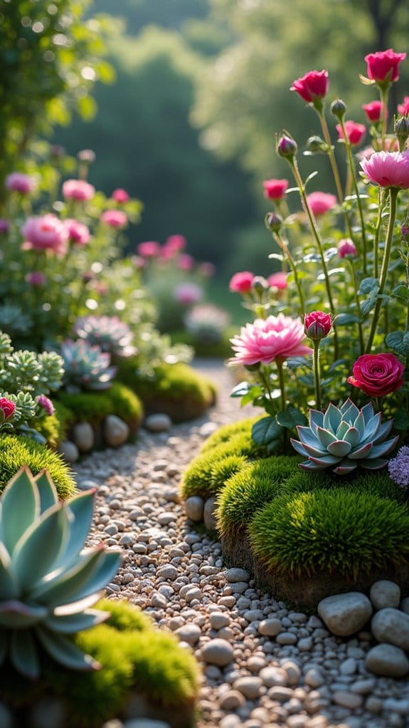 succulents and roses combination