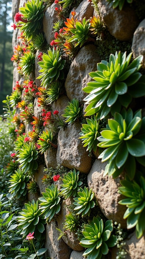 succulents on vertical walls