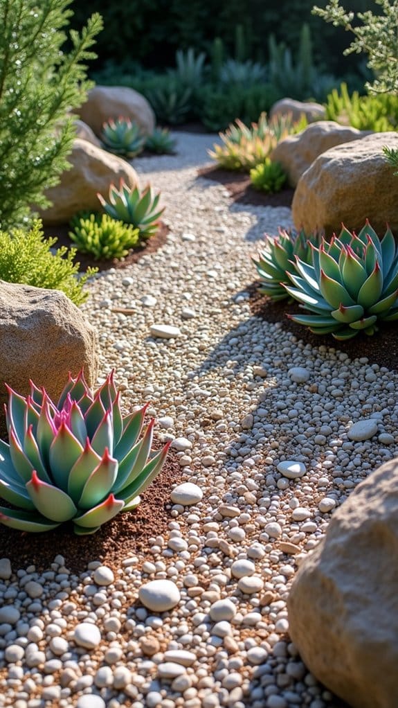 succulents paired with gravel
