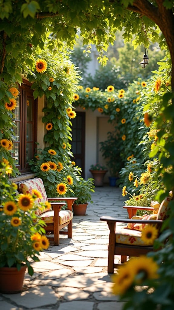 sunflower themed patio decor