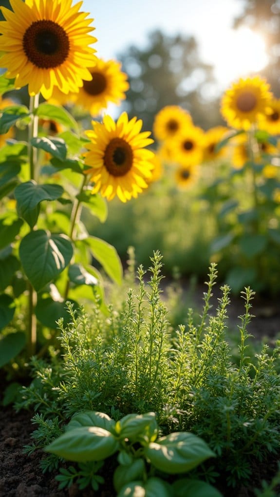 sunflowers enhance herb growth