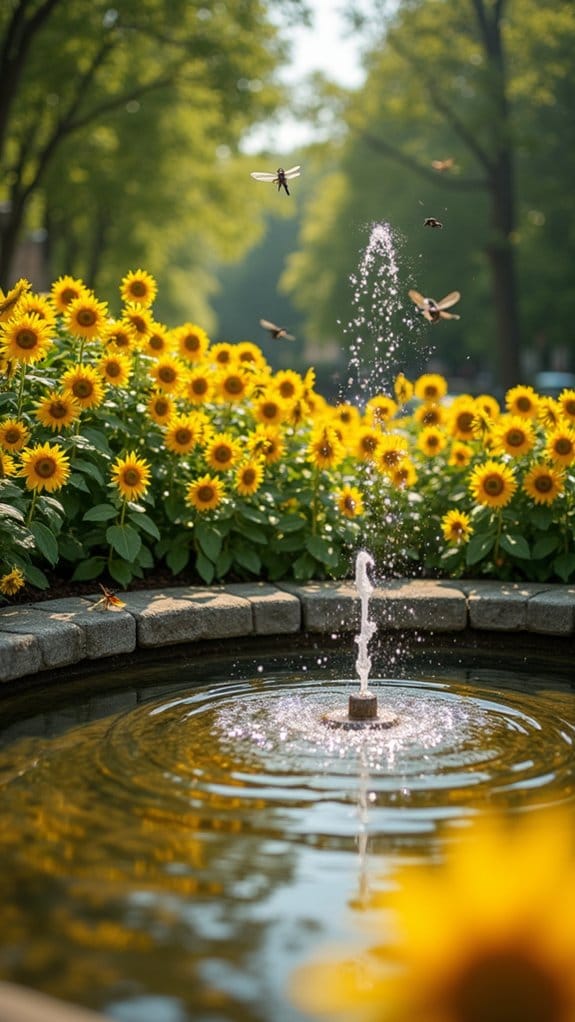 sunflowers enhance water features