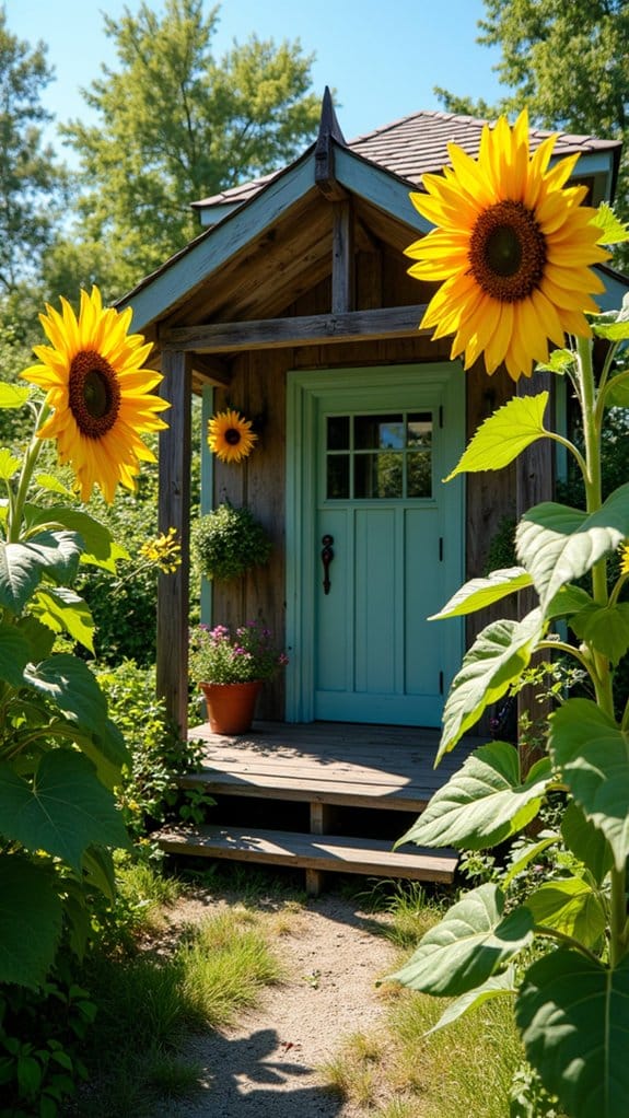 sunflowers frame welcoming entrance