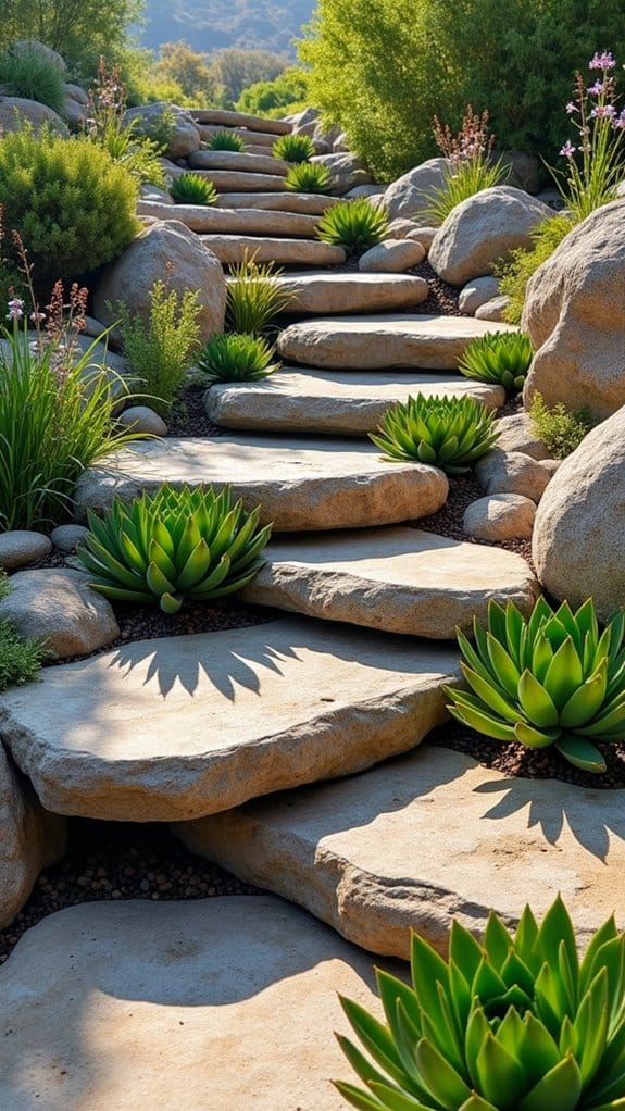 terraced rock garden oasis