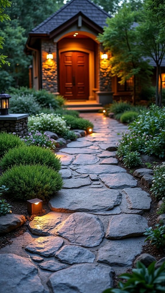 textured walkway with lighting