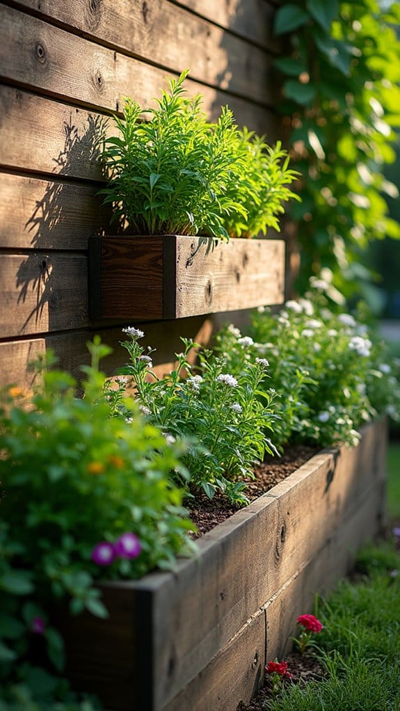 timber wall with herbs