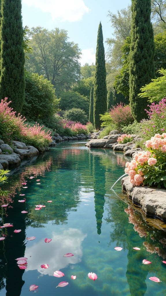 tranquil arboretum reflection pool