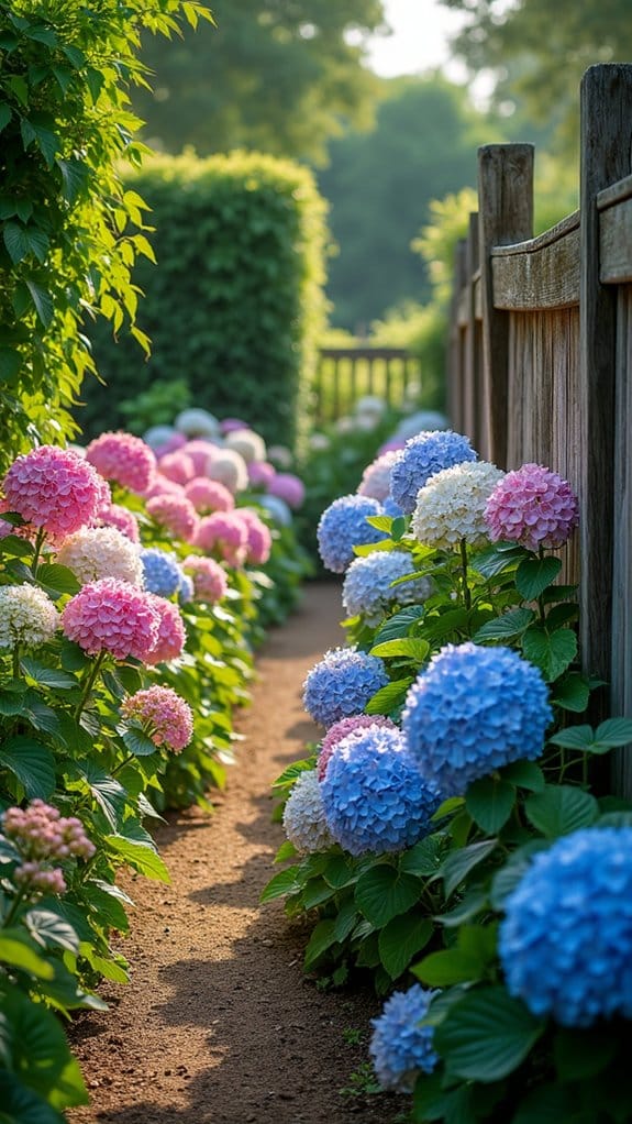 tranquil hydrangea garden pathways
