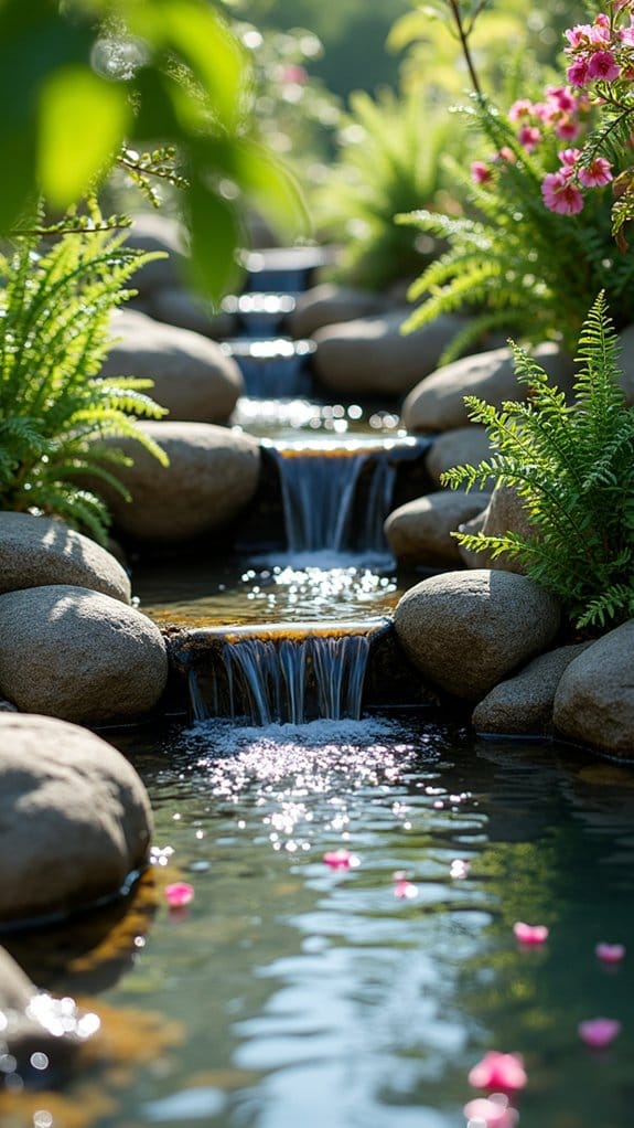 tranquil miniature waterfall retreat