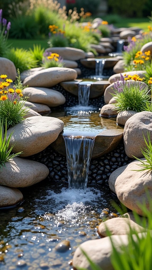 tranquil rock waterfall feature