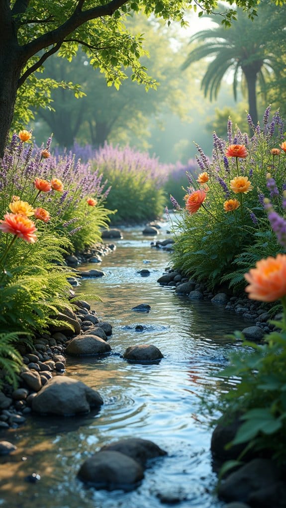 tranquil stream in garden